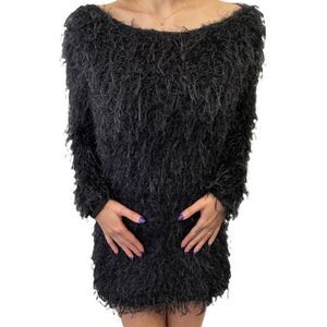 Loveriche Black Fringe Mini Dress Sz S